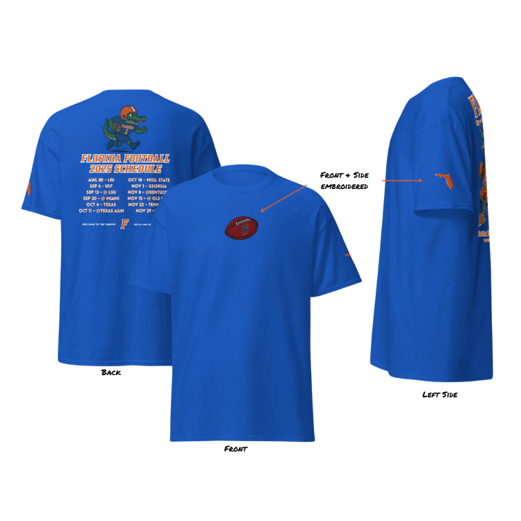 2025 Football Schedule Tee - Blue (Embroidered) Unisex Classic Tee