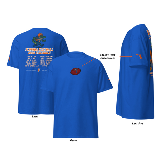 2025 Football Schedule Tee - Blue (Embroidered) Unisex Classic Tee