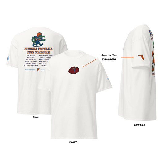 2025 Football Schedule Tee - White (Embroidered) Unisex Classic Tee