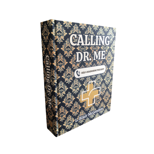 Book titled 'Calling Dr. Me' with decorative cover on a white background