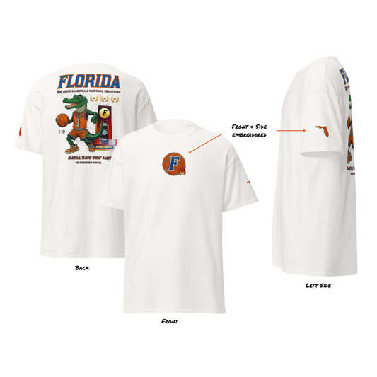 Gators 3x Champs - White (Embroidered) Premium Unisex Classic Tee