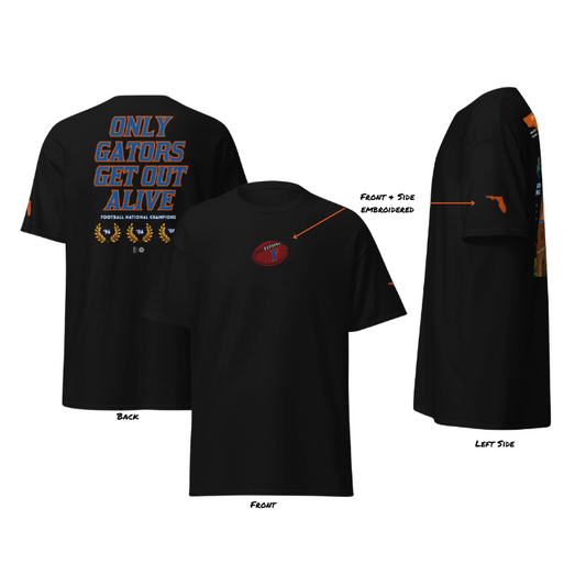 Only Gators Get Out Alive - Black (Embroidered) Unisex Classic Tee