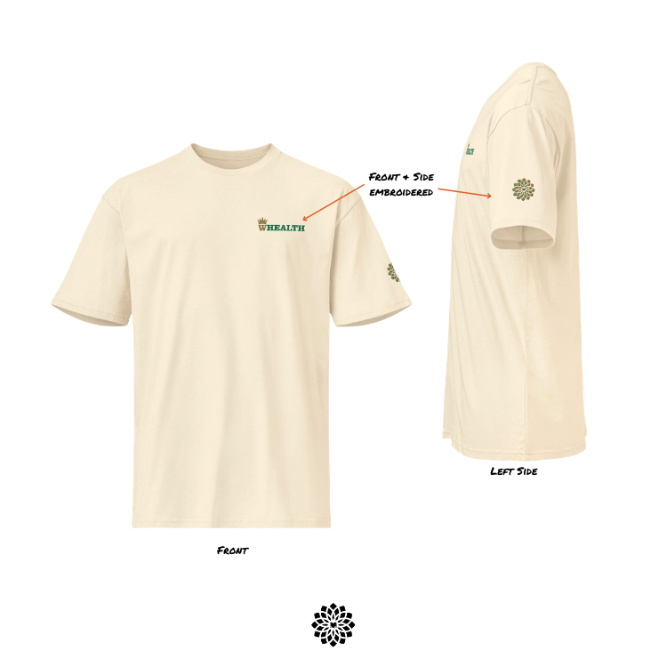 HEALTH = WEALTH (Embroidered) Premium Short Sleeve Tee